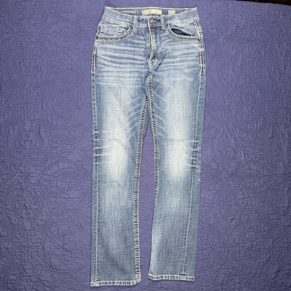 BKE Jake Straight Leg Jeans Mens 30R 29x31 Medium Wash Distressed Denim Read